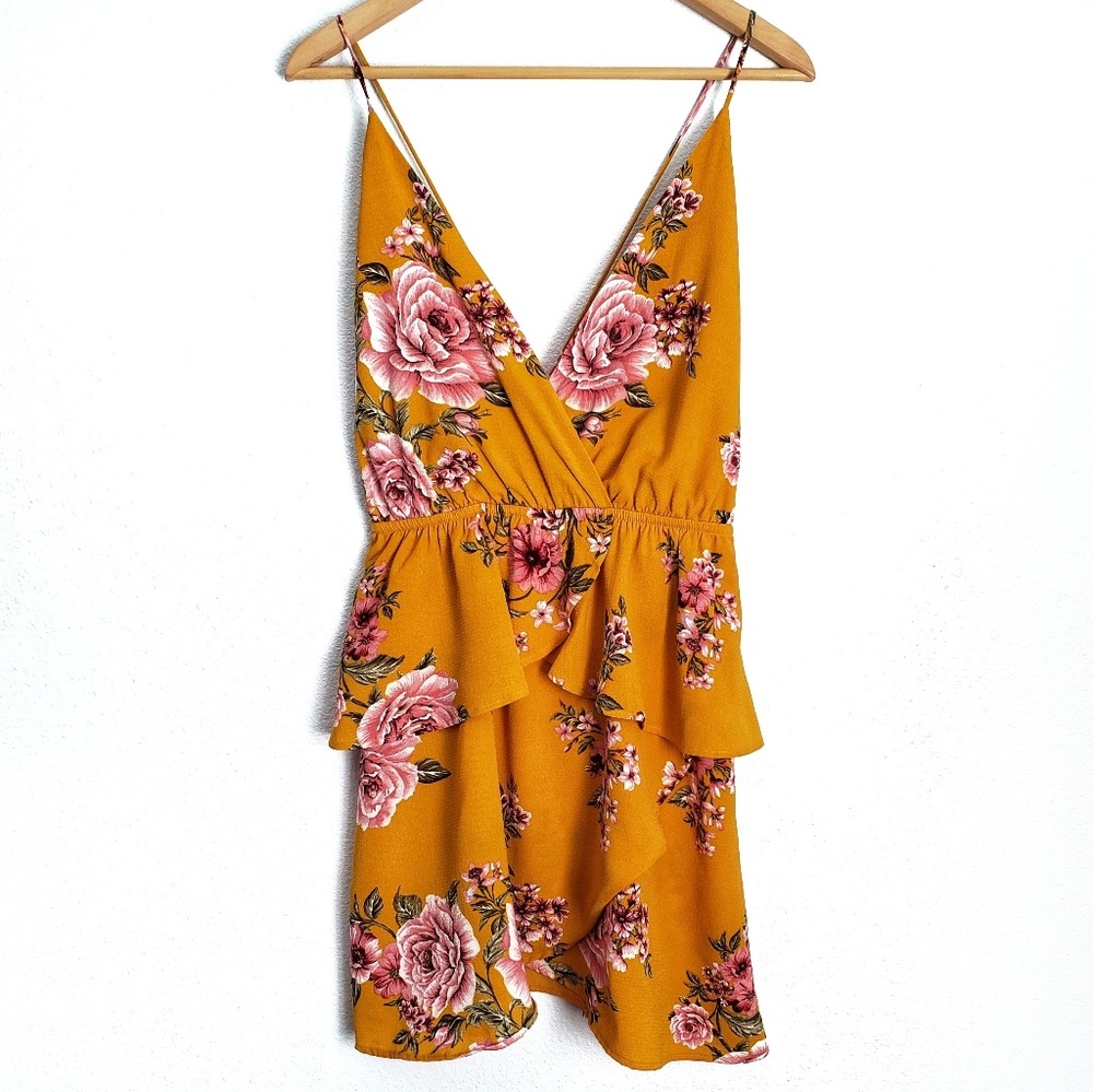 Timing Floral Open-Back Ruffle Dress -Size S NWT